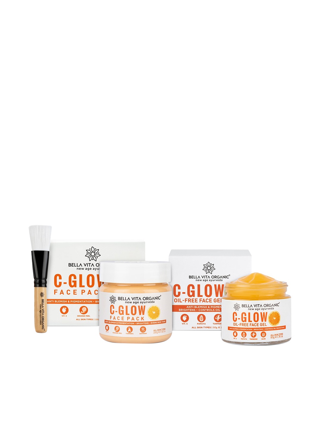 

Bella Vita Organic Vitamin C Face Glow Duo - Face Pack 100g & Face Gel 50g, Orange