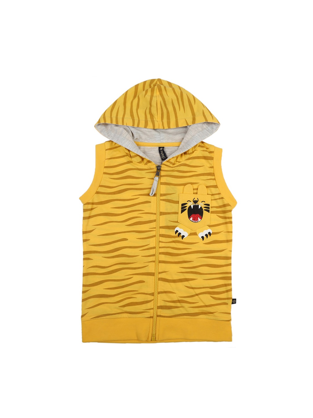 

V-Mart Boys Yellow Printed Hooded Tailored Jacket