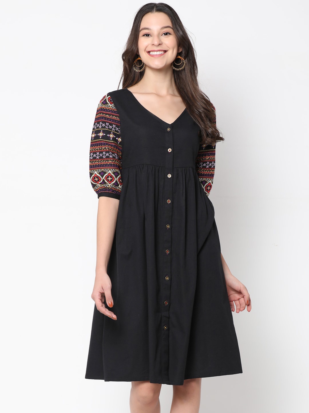 

UNTUNG Women Black Fit & Flare Dress