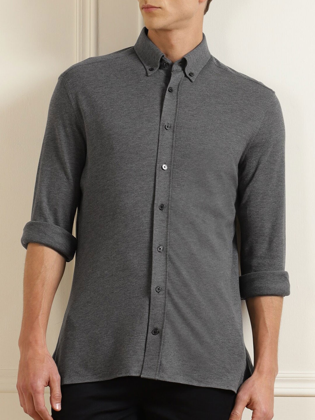 

HACKETT LONDON Men Grey Cotton Casual Shirt