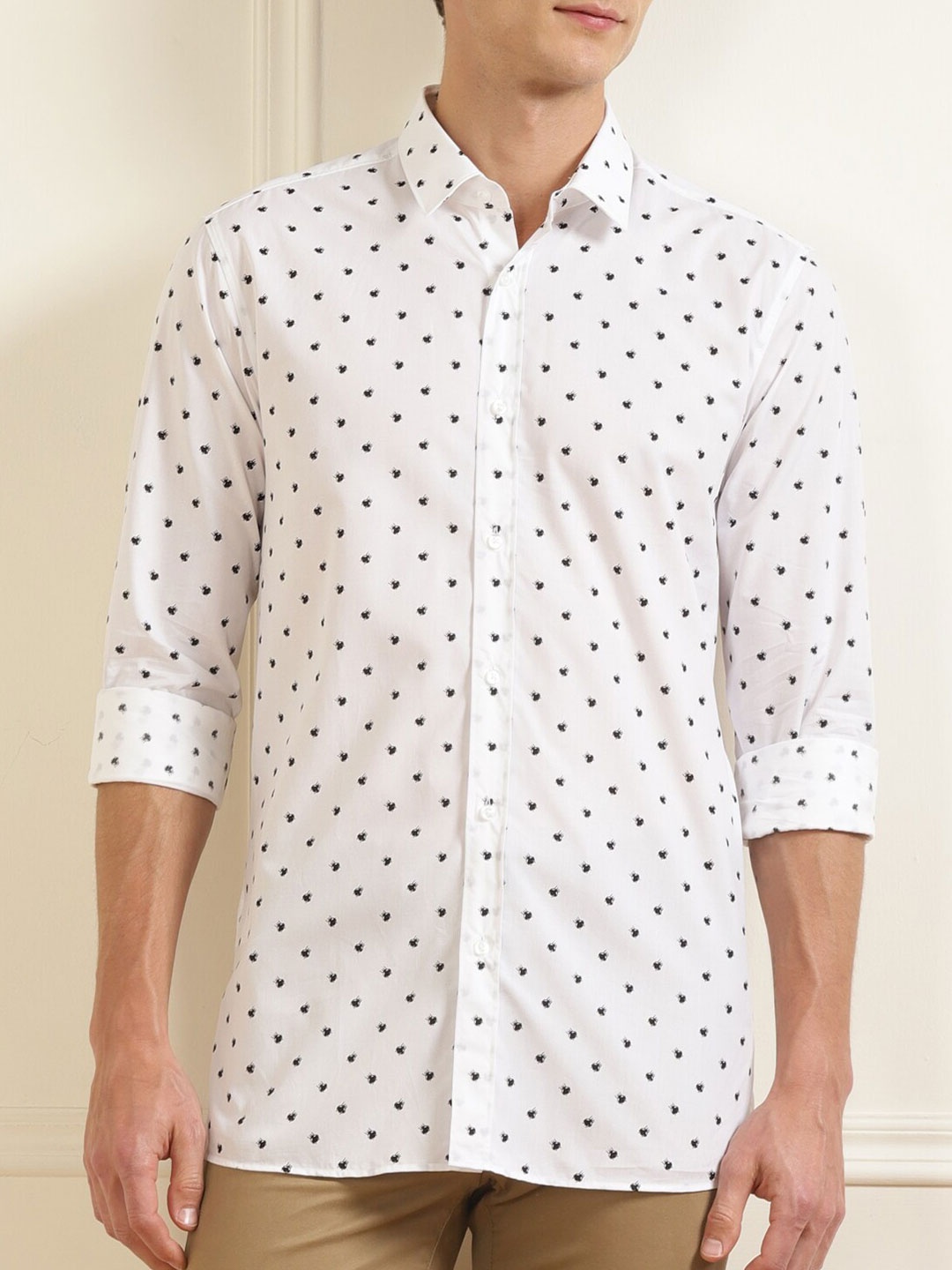 

HUGO Men White Regular Fit Printed Cotton Casual Shirt