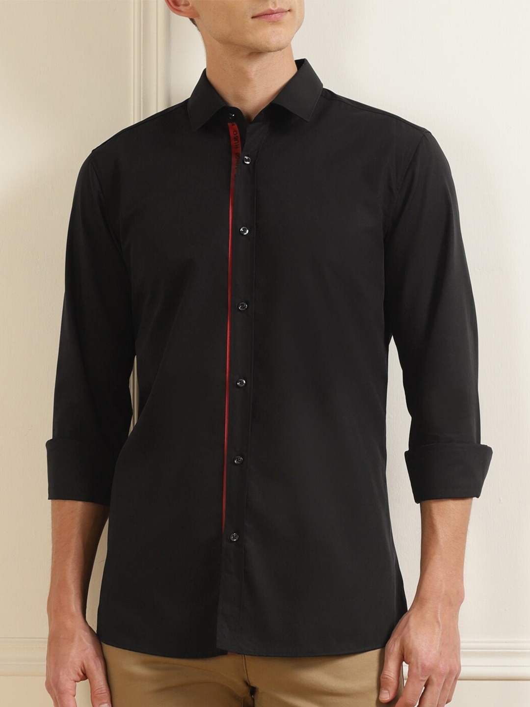

HUGO Men Black Casual Pure Cotton Shirt