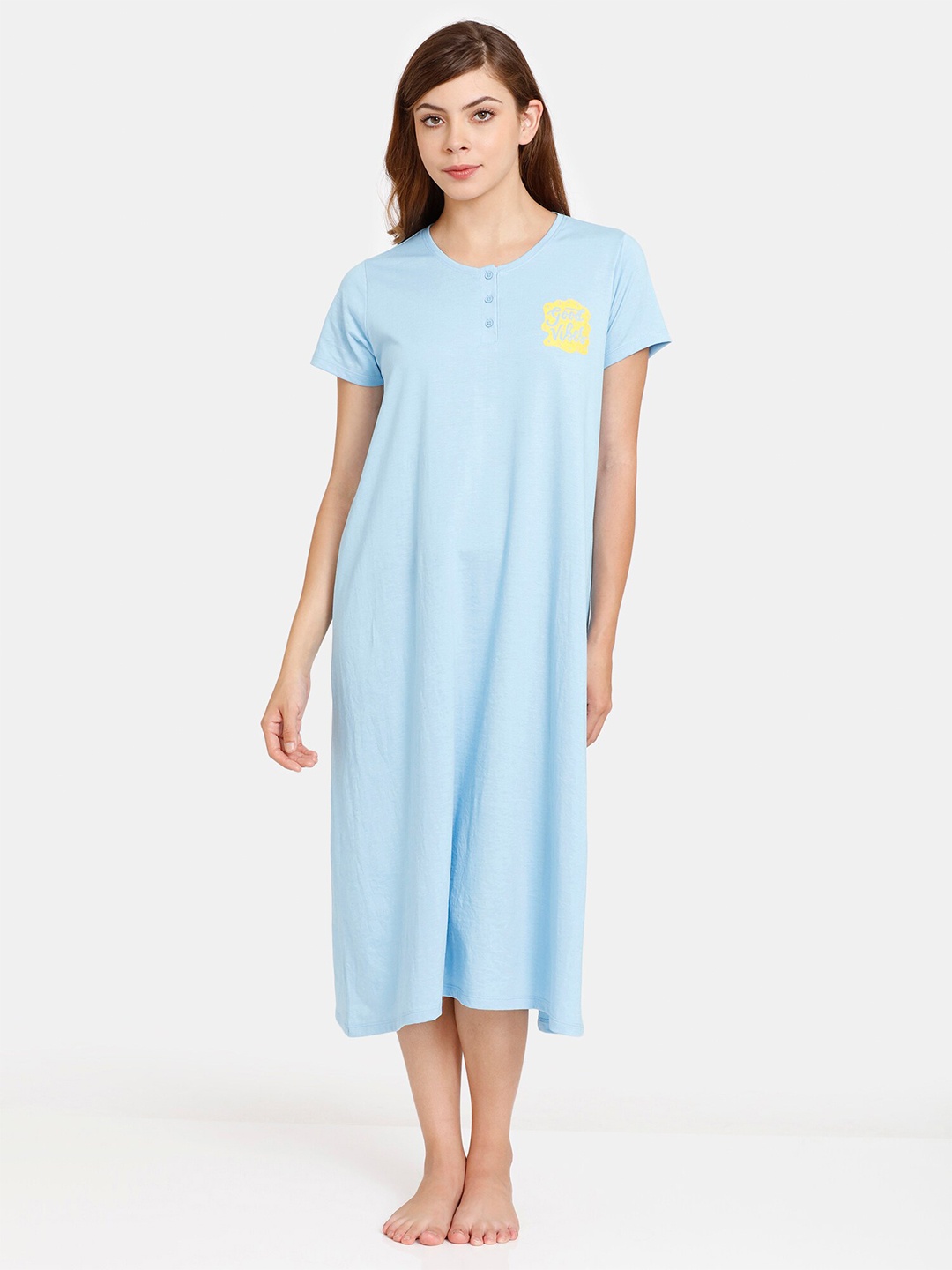 

Rosaline by Zivame Blue Midi Nightdress