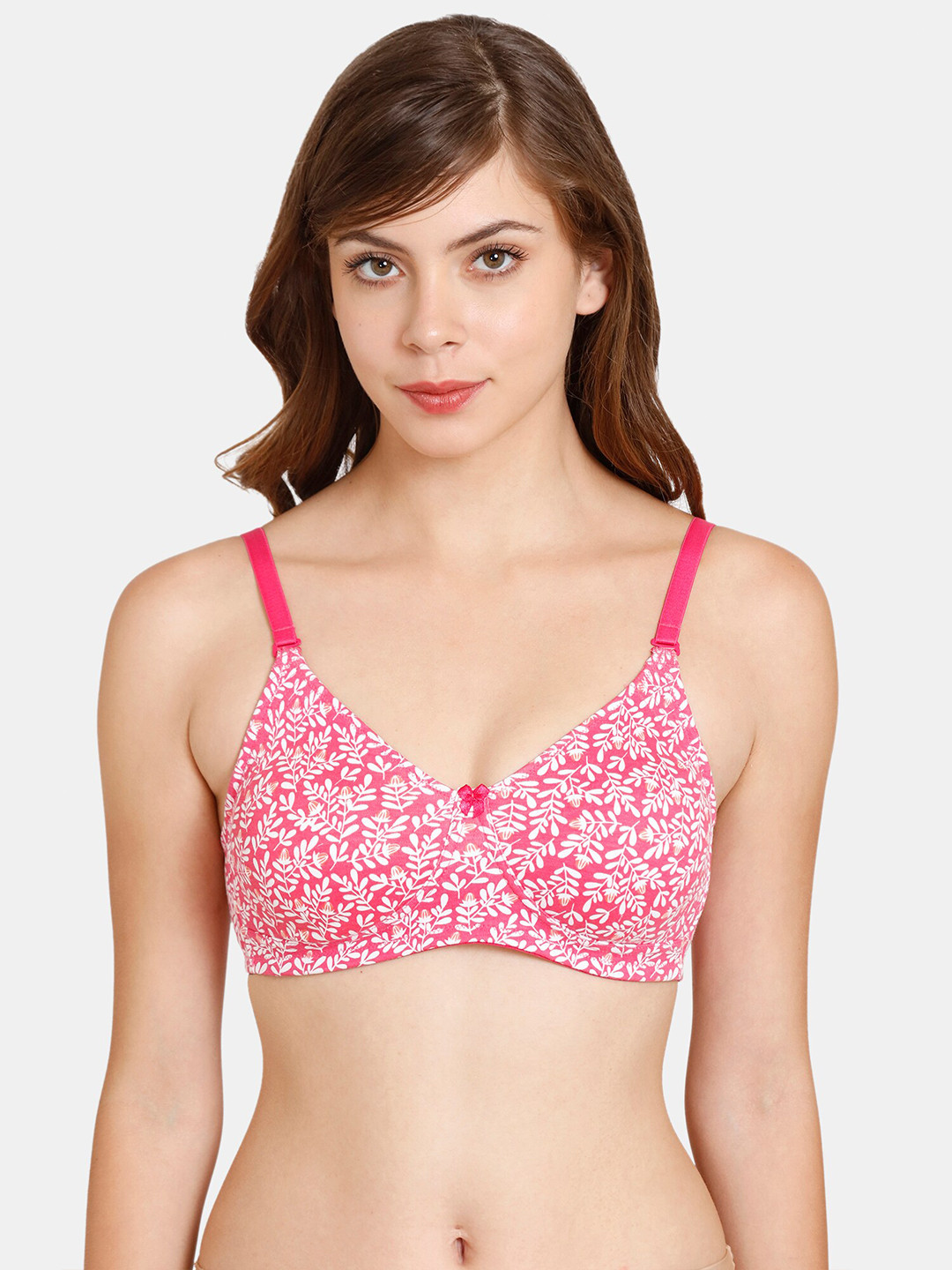 

Rosaline by Zivame Pink & White Floral T-Shirts Bra - Non Padded