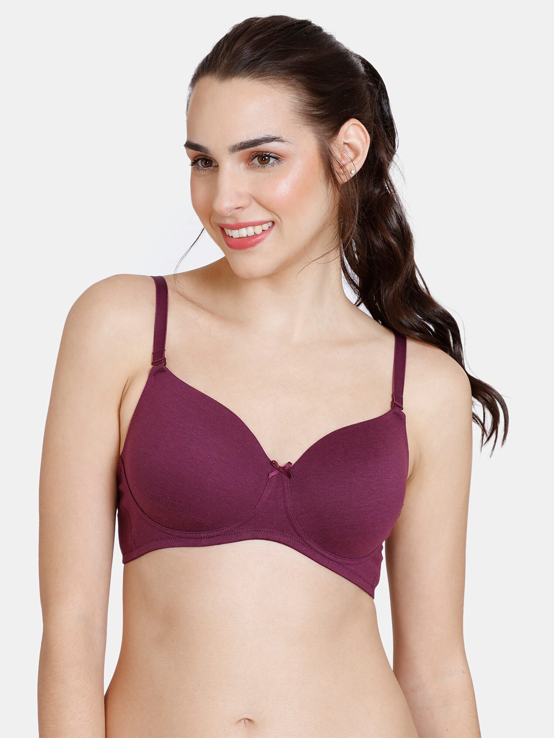 

Rosaline by Zivame Maroon Lightly Padded Non-Wired T-Shirt Bra RO1023FASHMPURP