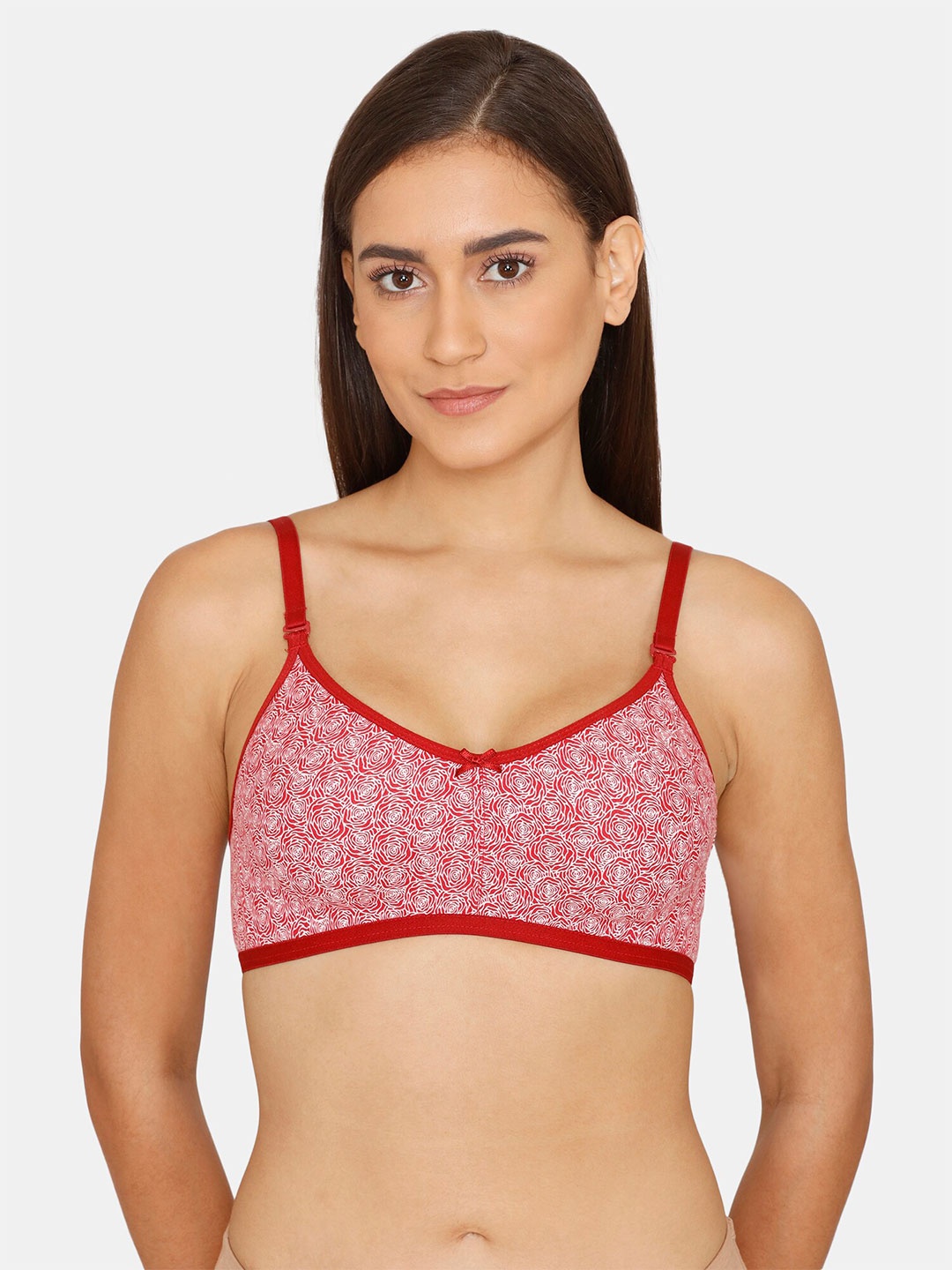 

Rosaline by Zivame Red Abstract Printed Non-Padded T-Shirt Bra