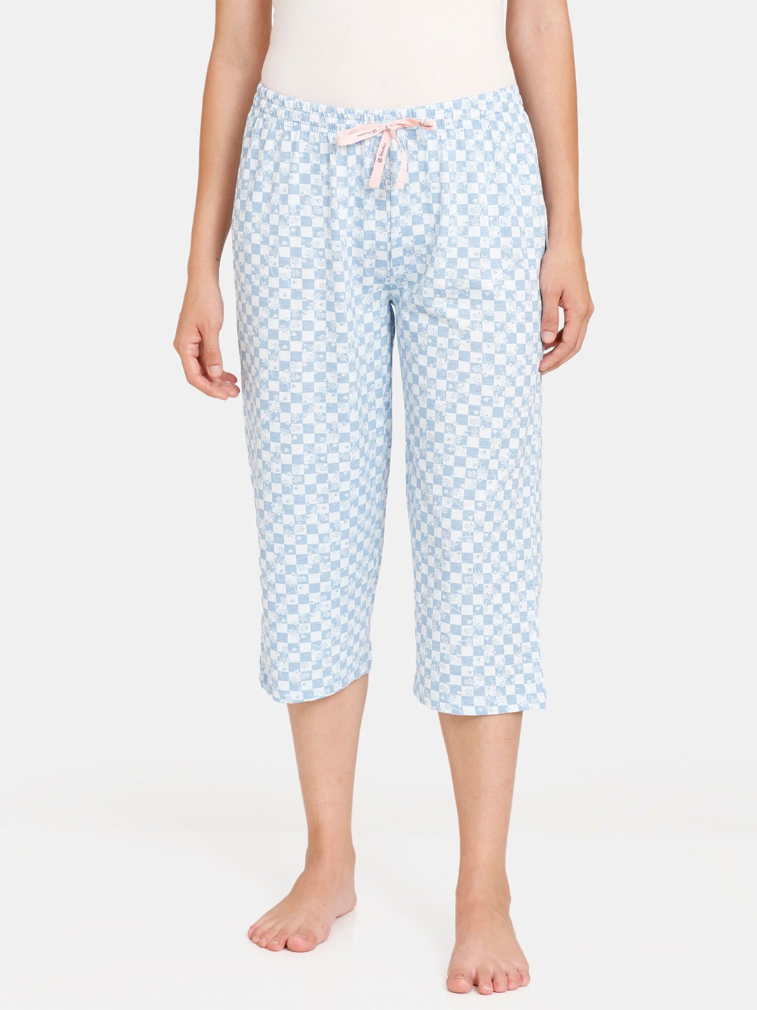 

Rosaline by Zivame Women Blue Checked Lounge Capris
