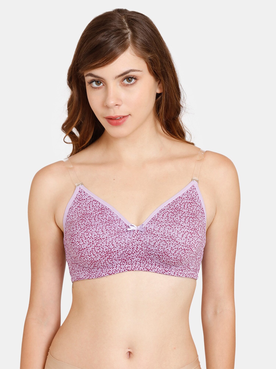 

Rosaline by Zivame Purple Non Padded & Non Wired Floral Bra