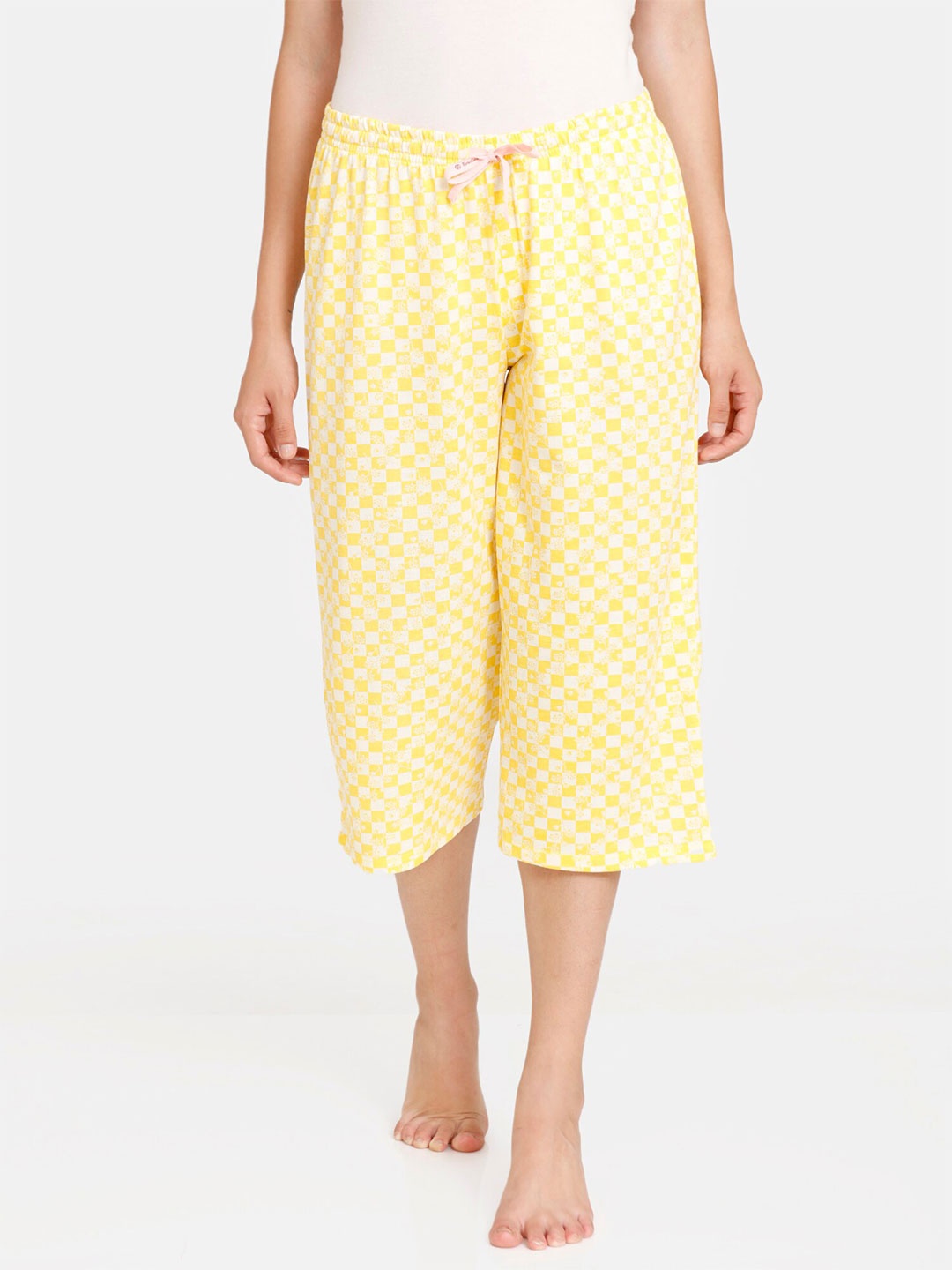 

Rosaline by Zivame Women Yellow & White Checked Capris