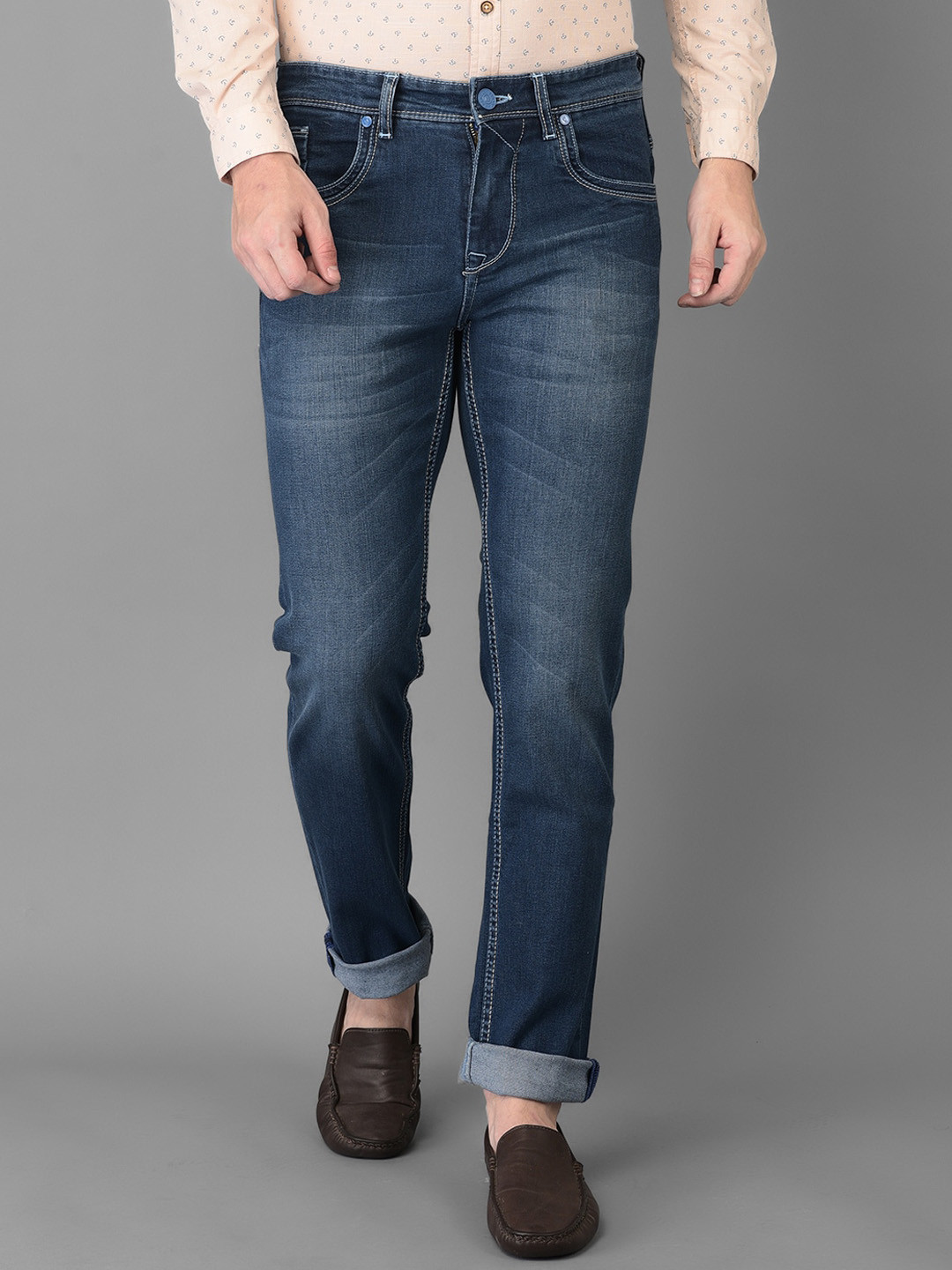 

Canary London Men Blue Smart Slim Fit Low-Rise Light Fade Stretchable Jeans