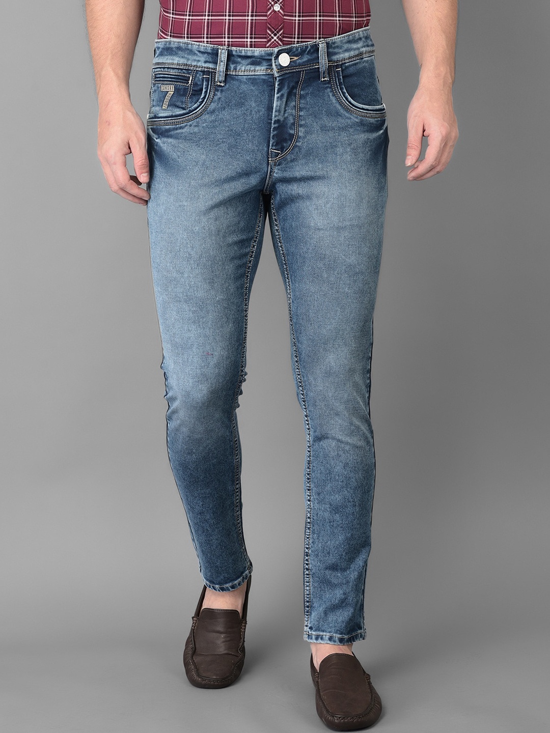 

Canary London Men Blue Smart Tapered Fit Low-Rise Heavy Fade Stretchable Jeans