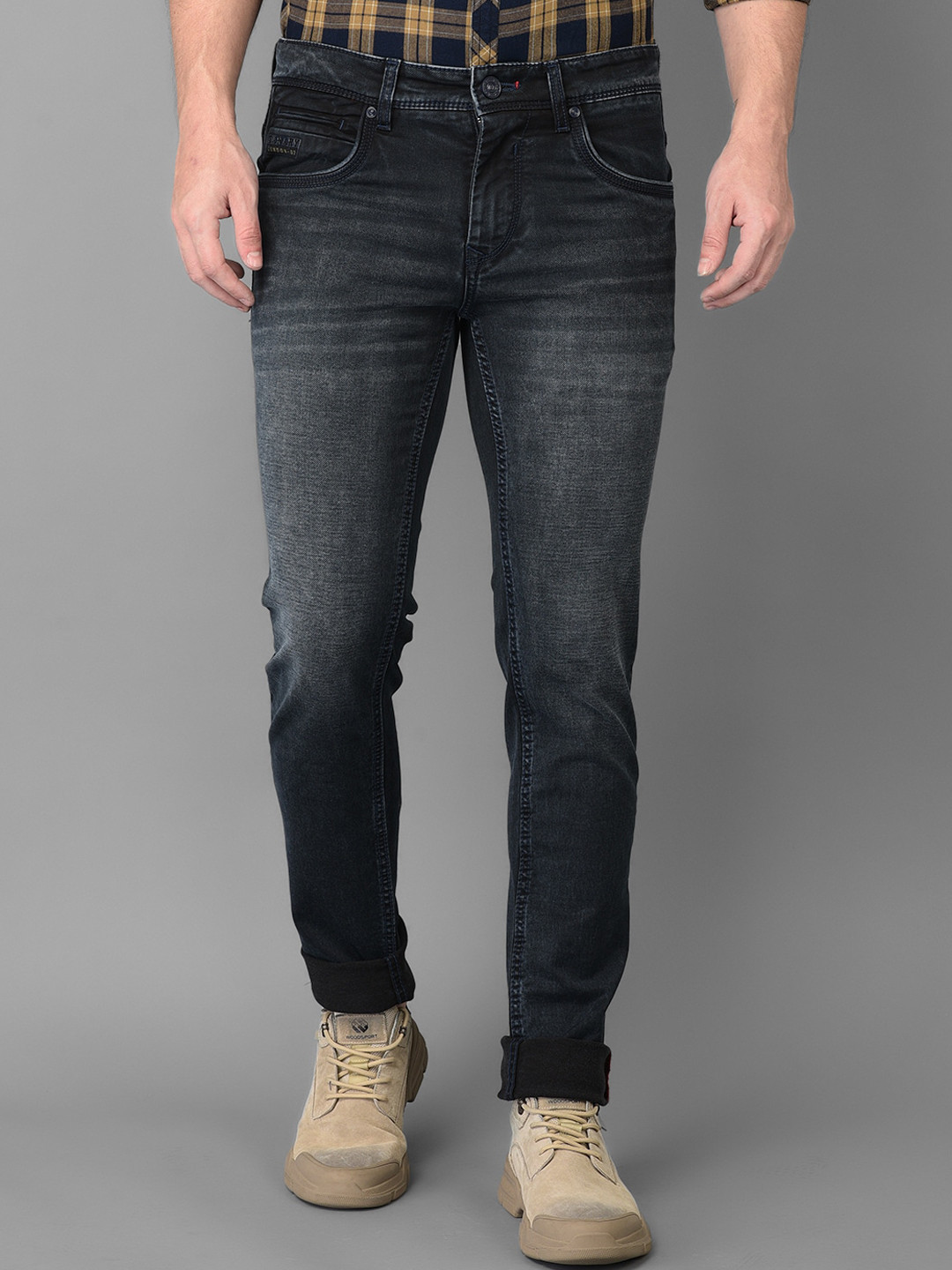 

Canary London Men Blue Smart Skinny Fit Low-Rise Light Fade Printed Stretchable Jeans