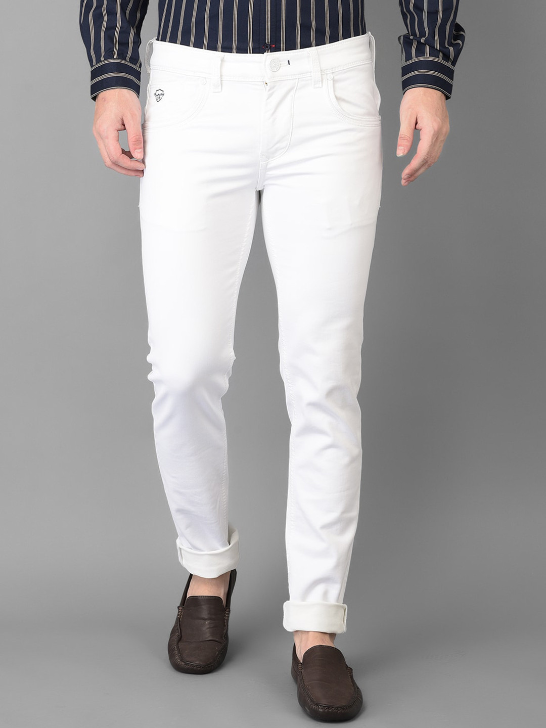 

Canary London Men White Smart Skinny Fit Low-Rise Stretchable Jeans