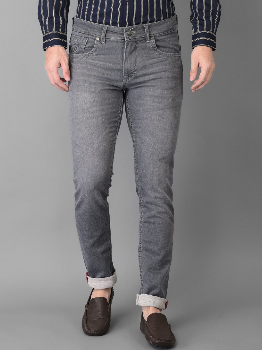 

Canary London Men Grey Smart Skinny Fit Low-Rise Light Fade Printed Stretchable Jeans