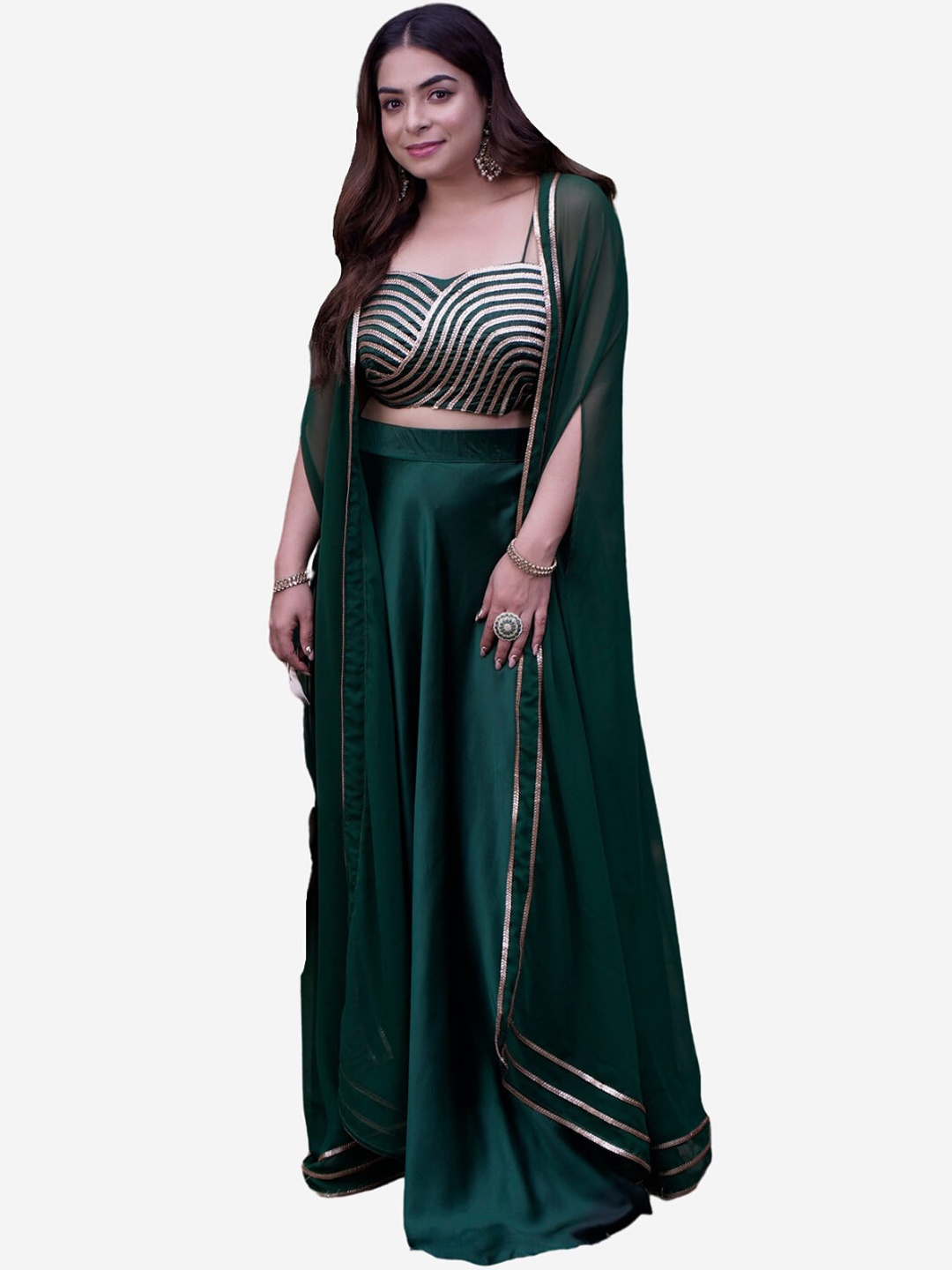 

Alaya By Stage3 Women Green Solid Maxi Flared Skirt