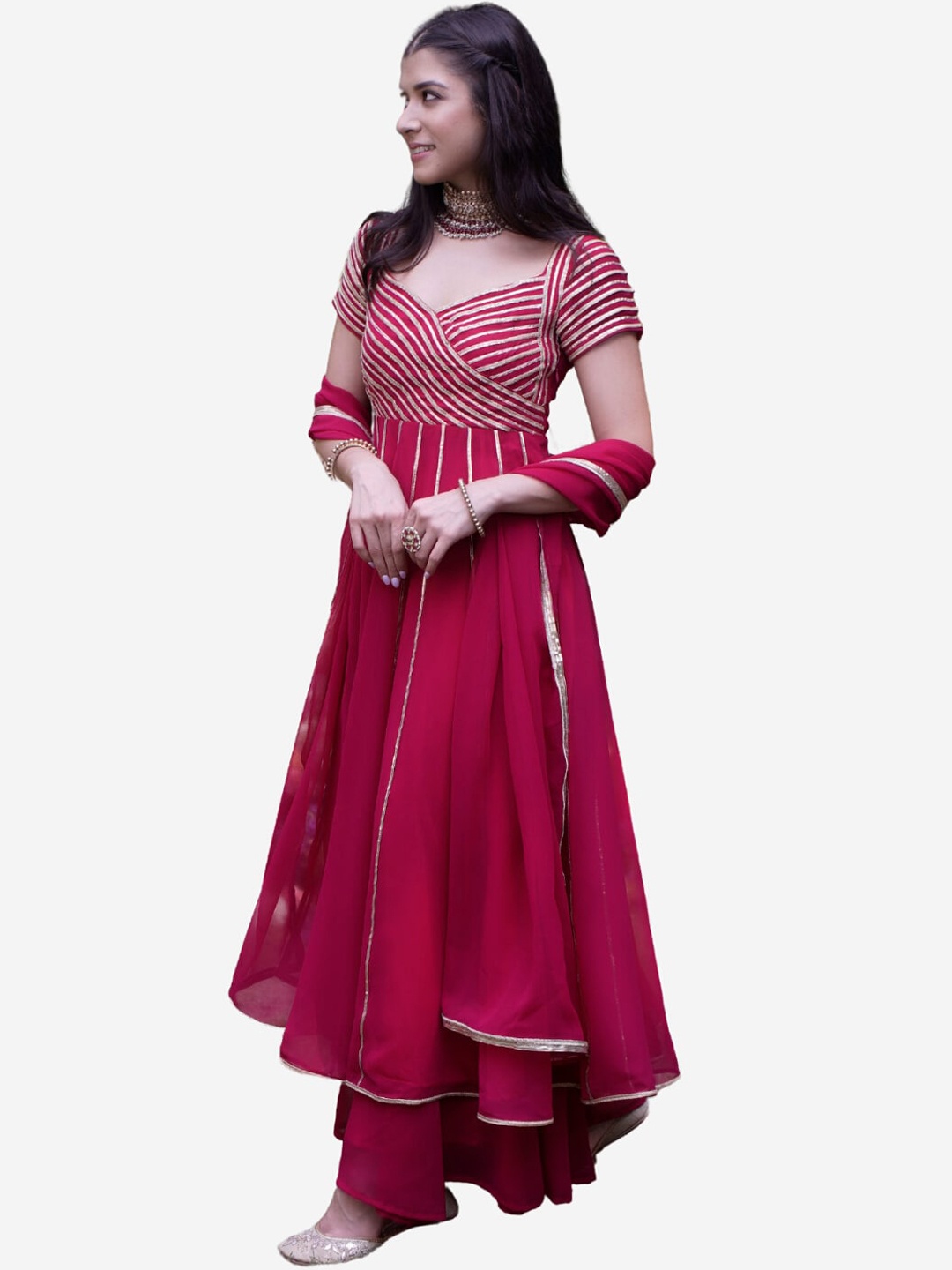 

Alaya By Stage3 Women Red Embellished Anarkali Kurta
