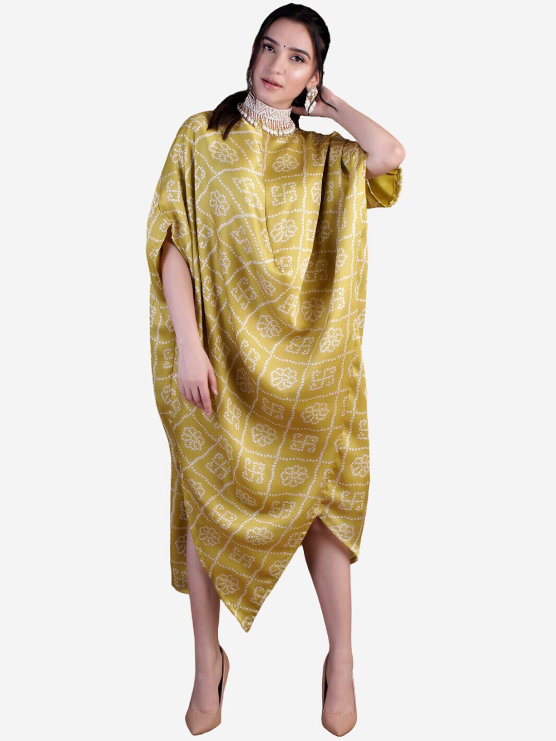 

Alaya By Stage3 Yellow Ethnic Motifs Kaftan Dress