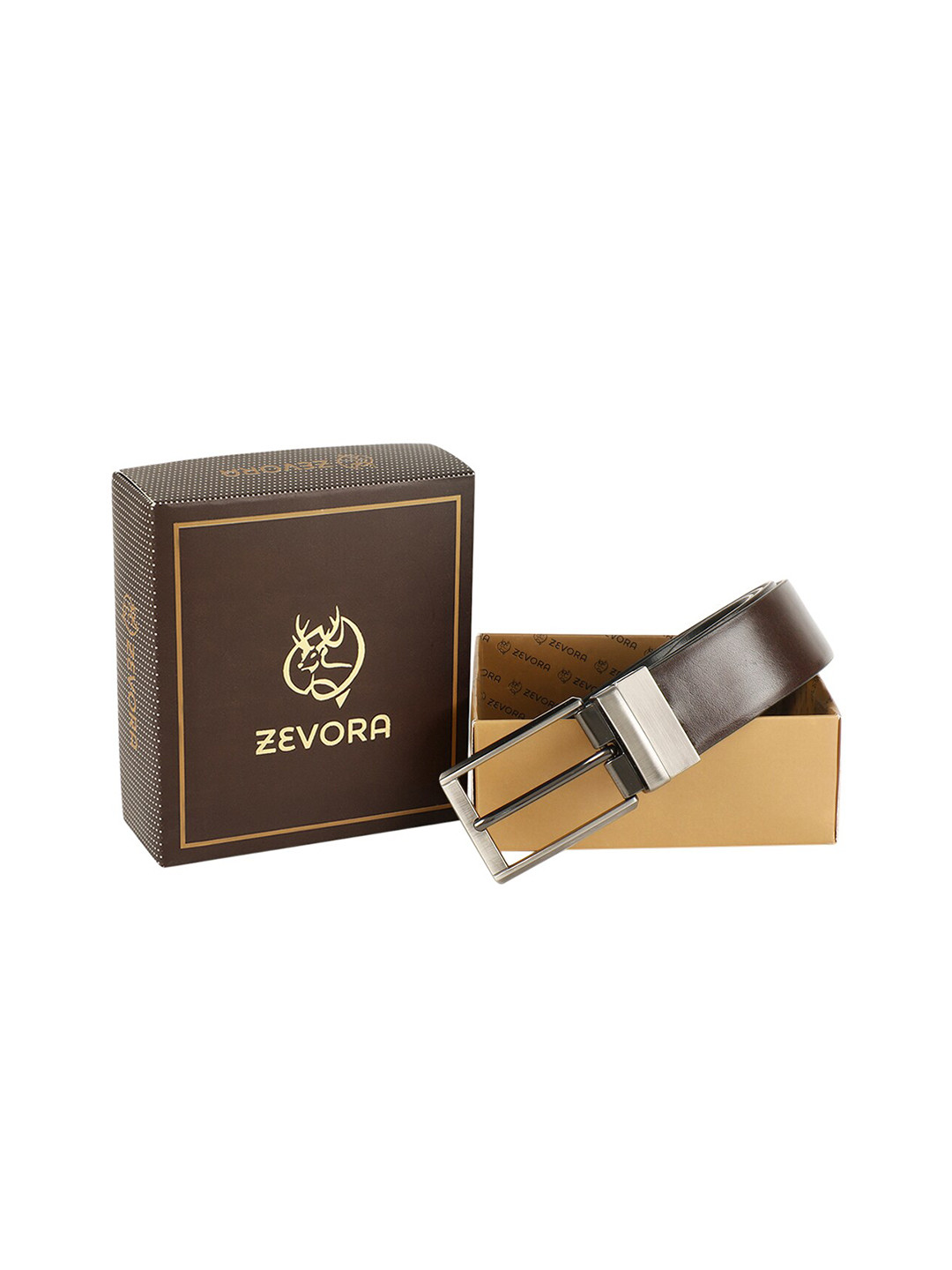 

ZEVORA Men Brown & Black Solid Reversible Leather Belt