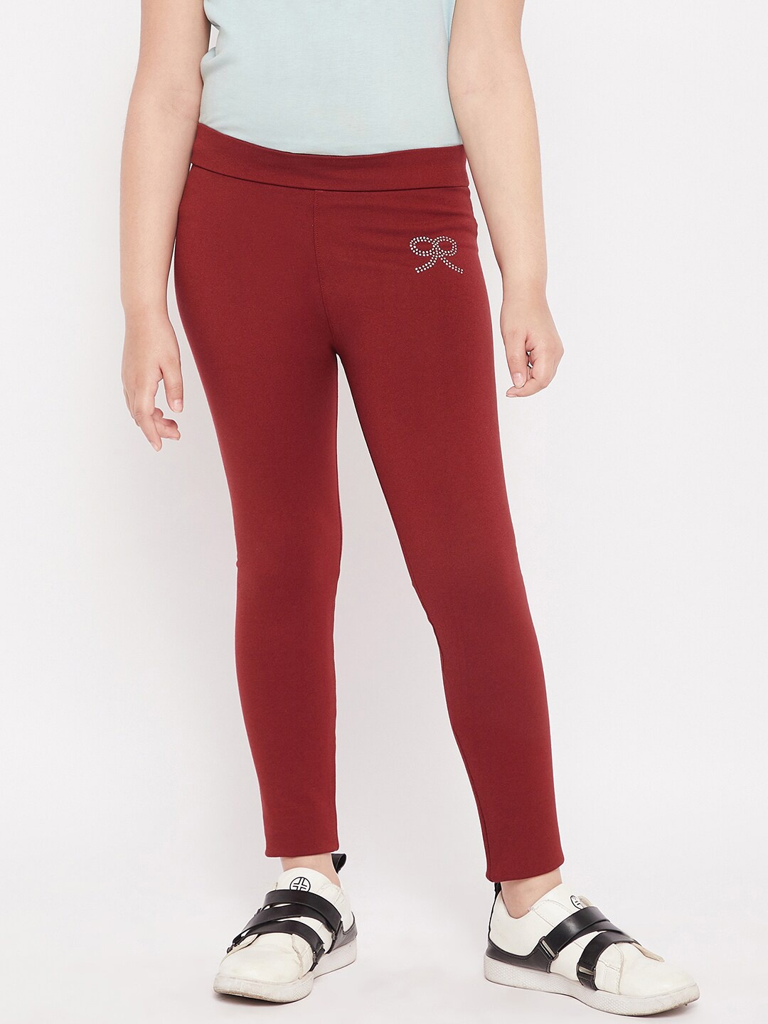 

KYDZI Girls Maroon Solid Jeggings