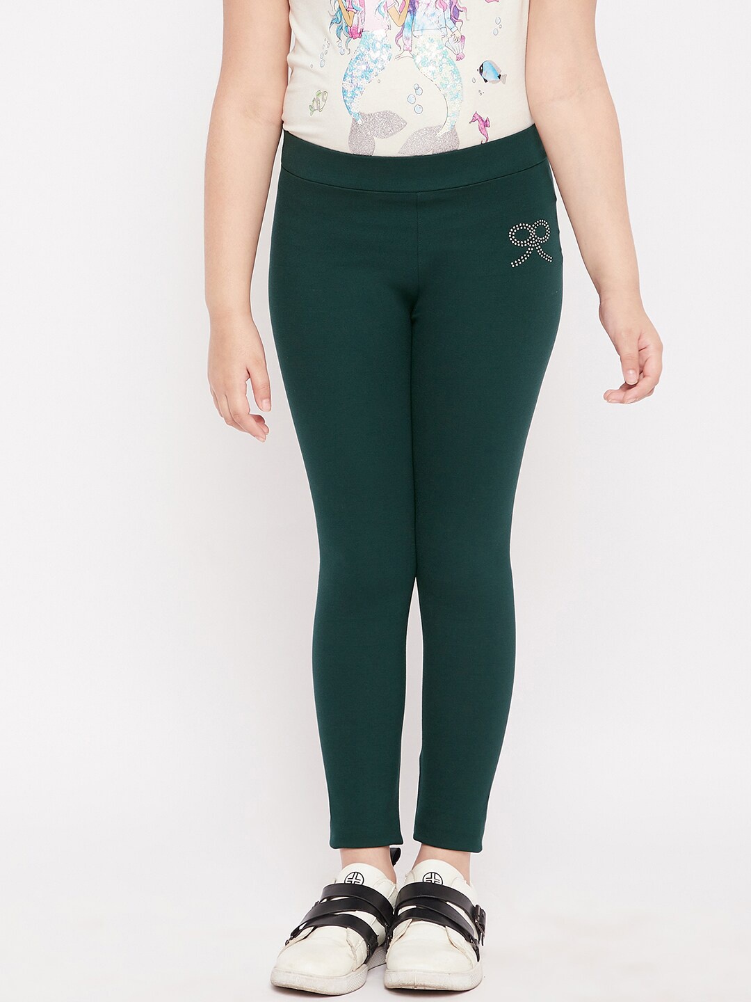 

KYDZI Girls Green Solid Regular Fit Jeggings