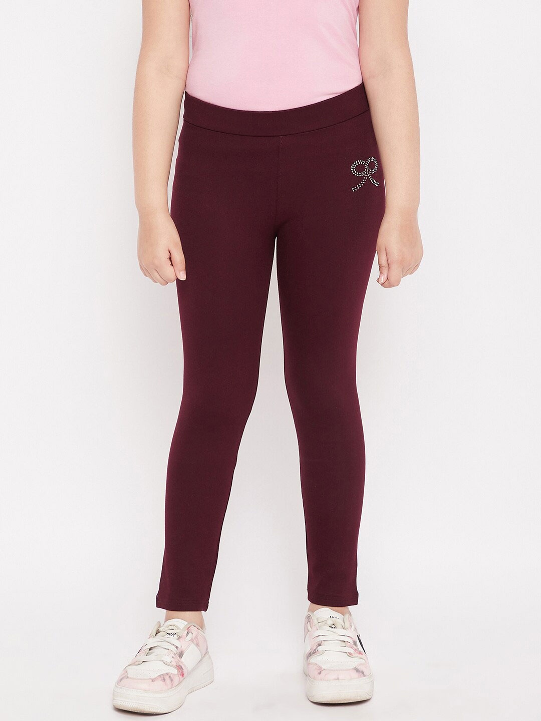 

KYDZI Girls Burgundy Solid Jeggings