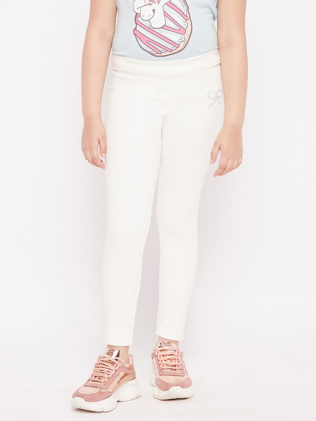 

KYDZI Girls White Solid Regular Fit Jegging
