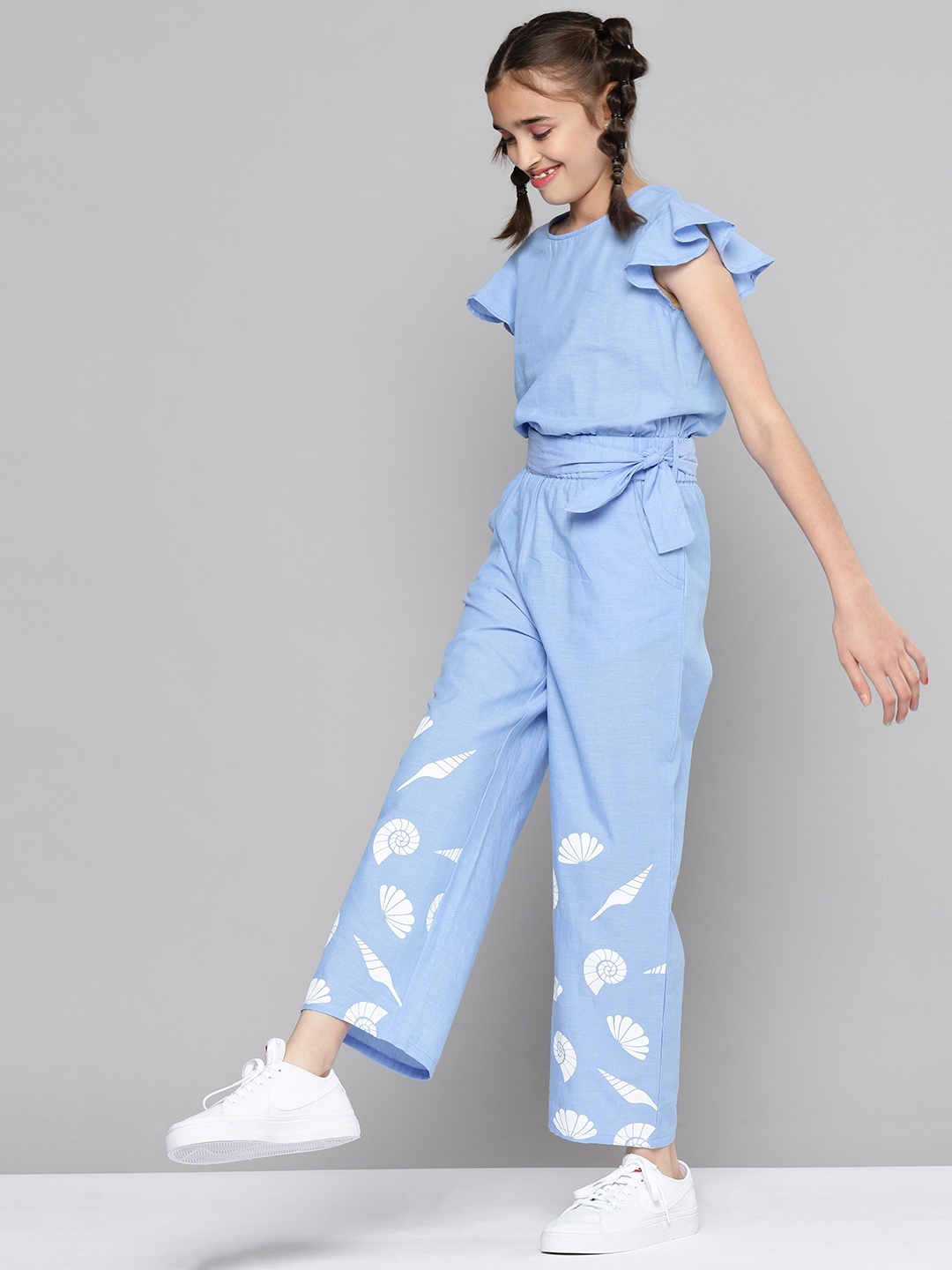 

JUSTICE Girls Blue Printed Jumpsuit