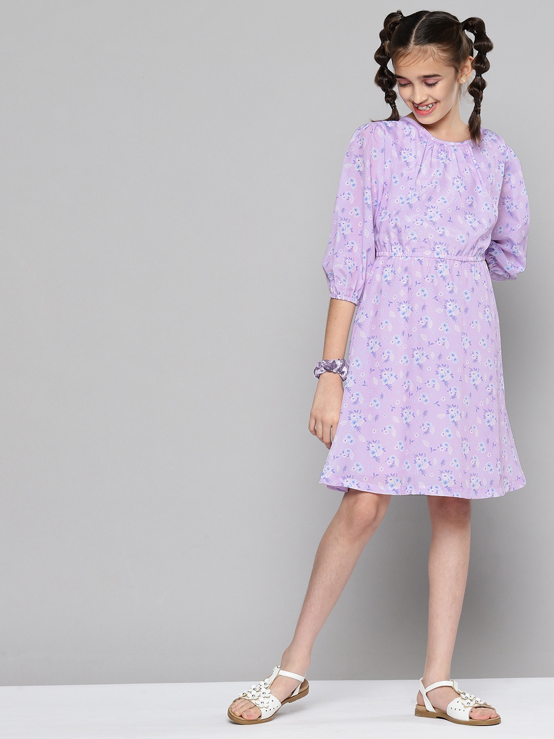 

JUSTICE Lavender Floral A-Line Dress