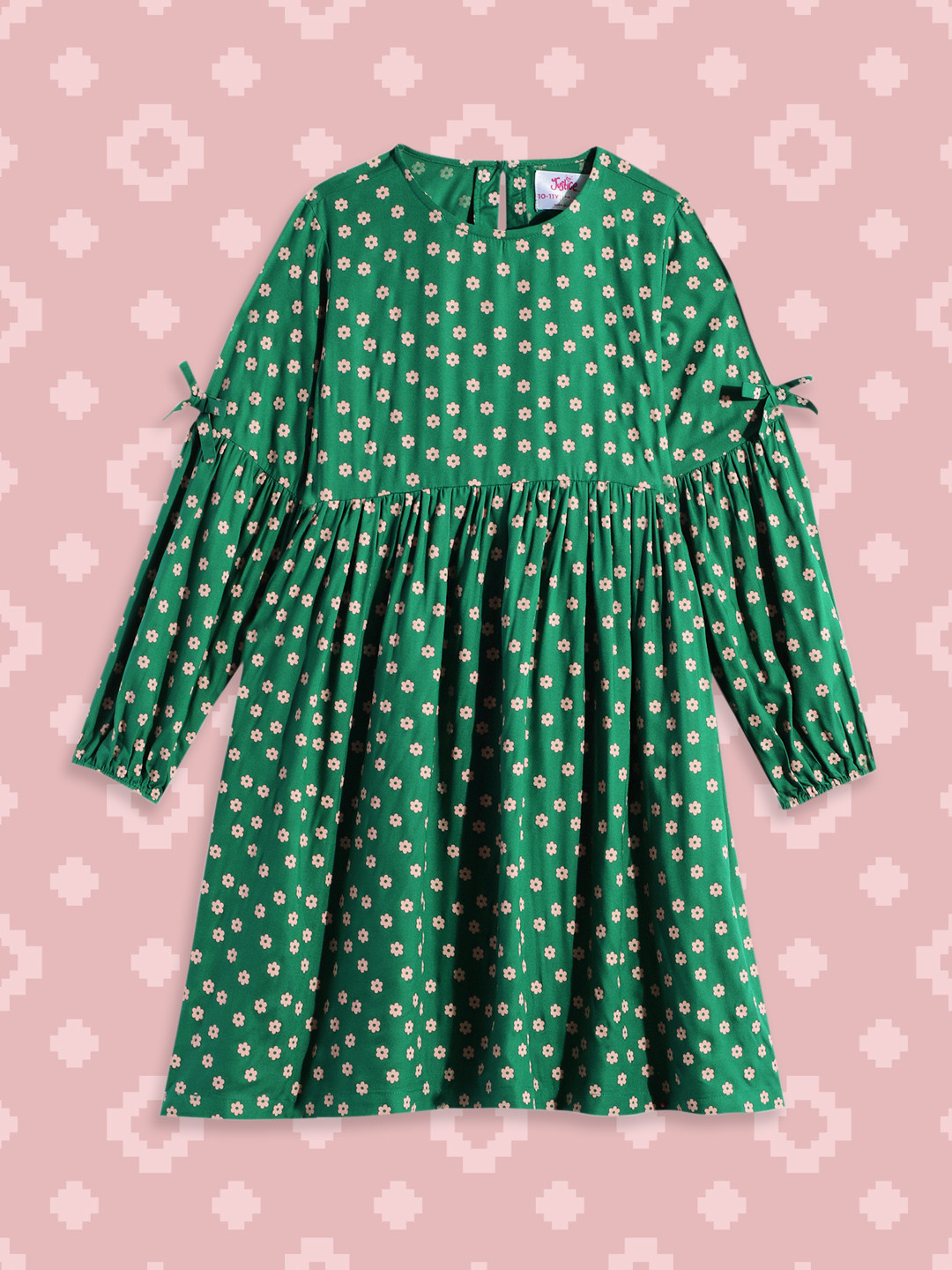 

JUSTICE Green Floral Print Fit & Flare Dress