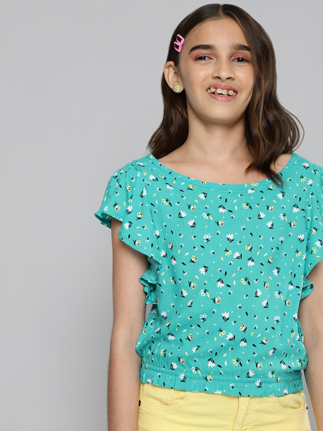 

JUSTICE Girls Blue Printed Crop Top