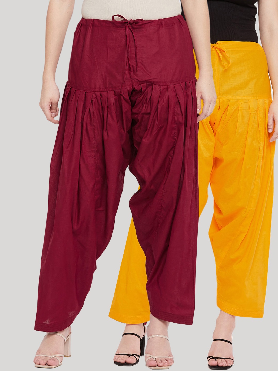 

Clora Creation Women Pack Of 2 Solid Pure Cotton Salwars, Maroon