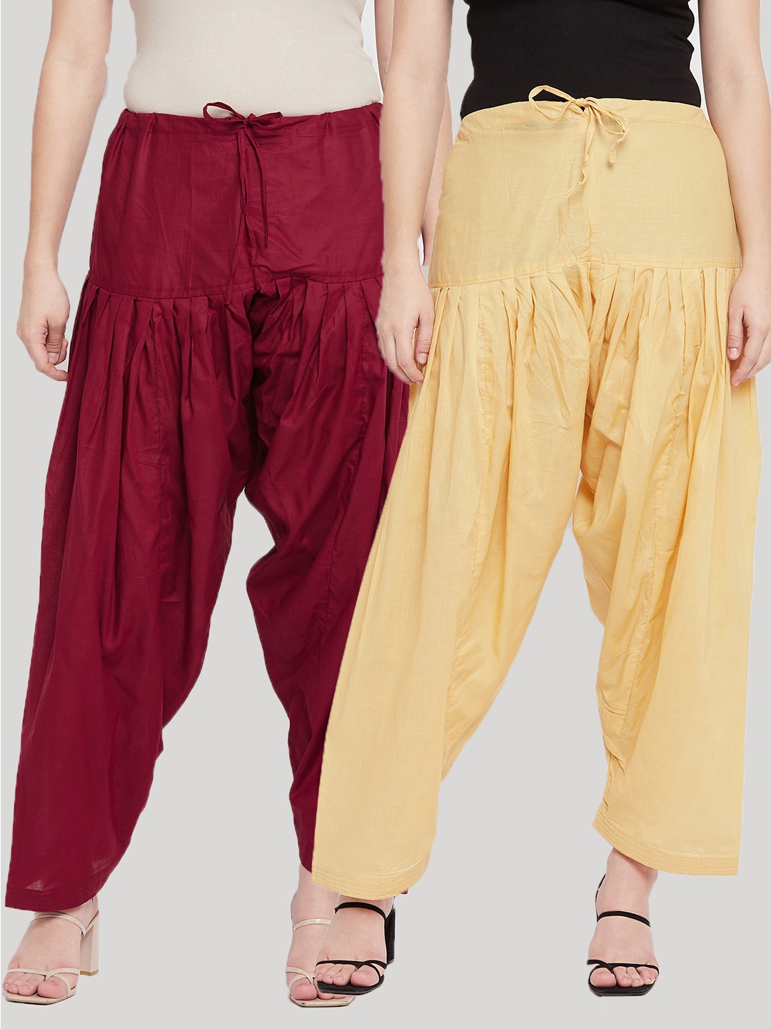 

Clora Creation Women Pack Of 2 Solid Pure Cotton Salwars, Maroon