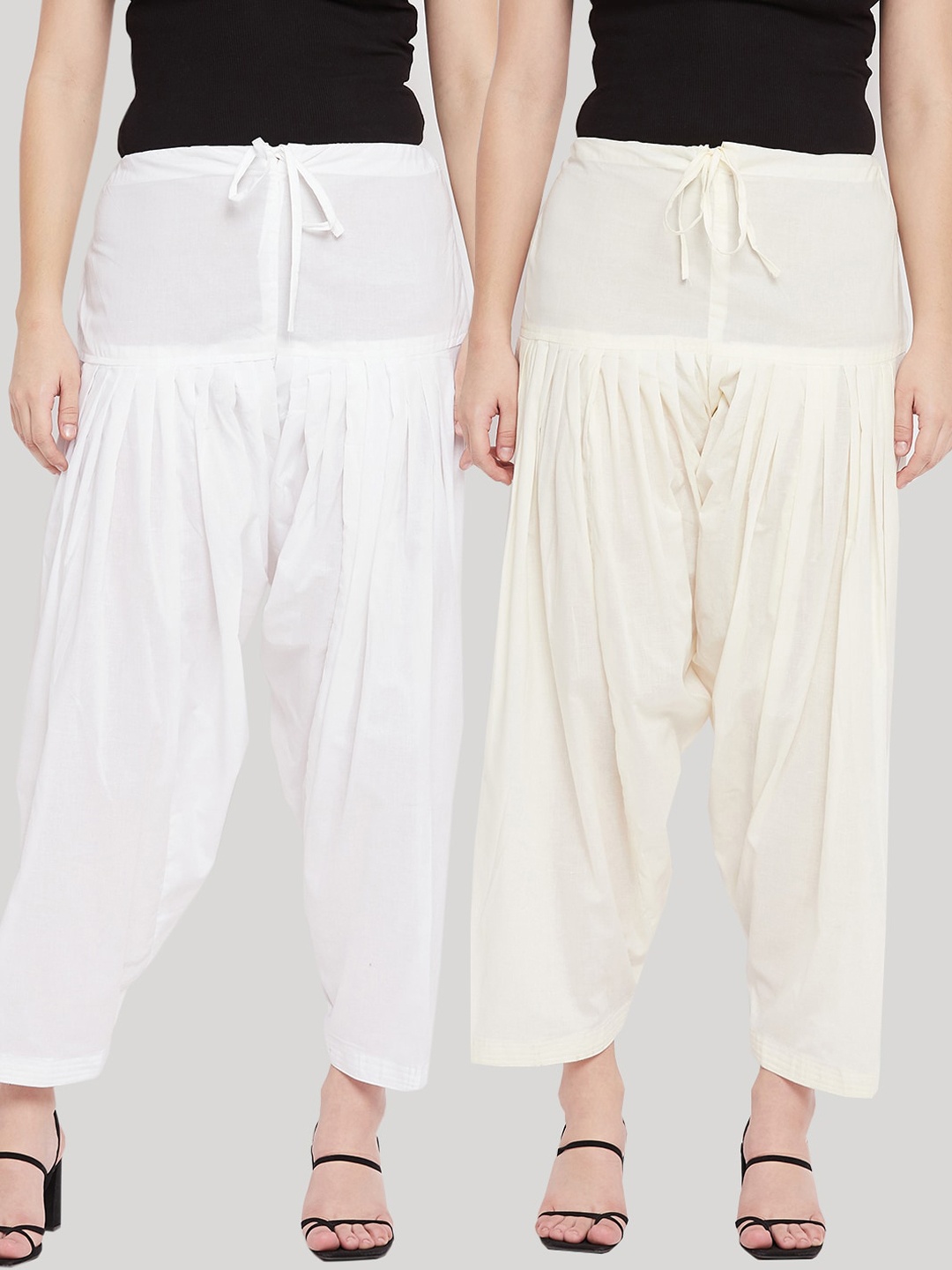 

Clora Creation Women Pack Of 2 Solid Pure Cotton Salwars, White