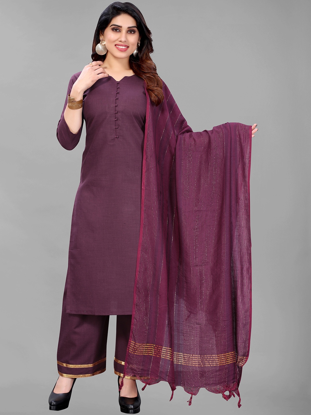 

GUNVANTI FAB Women Purple Kurta with Palazzos & Dupatta