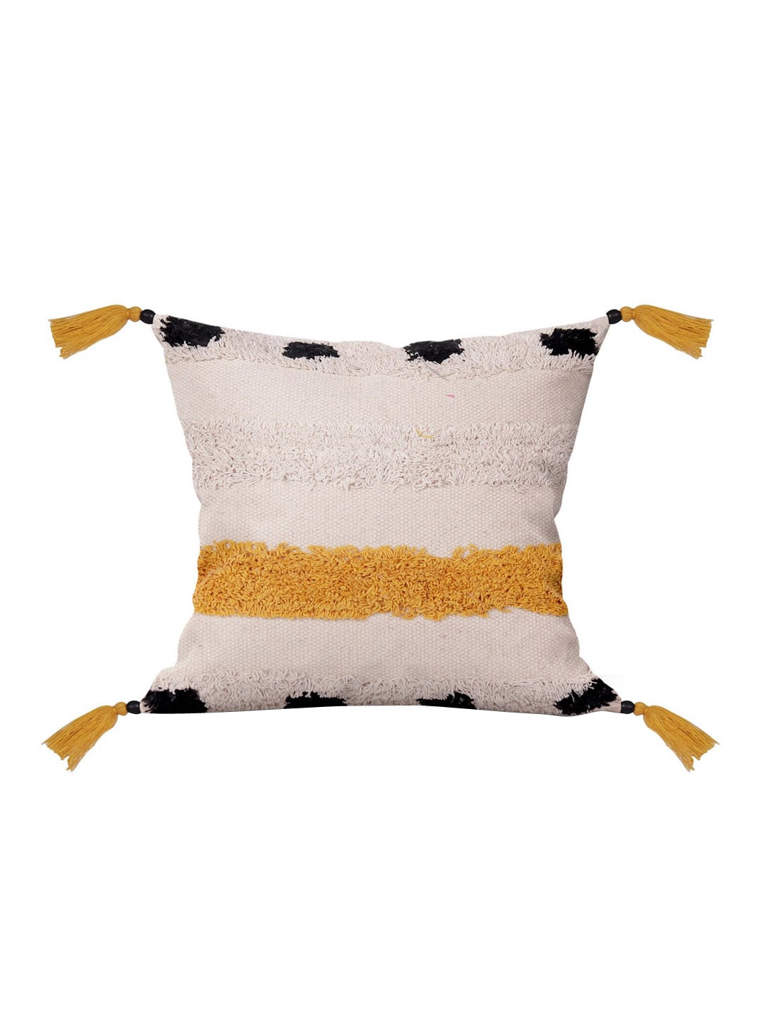 ASTRID Beige & Mustard Embroidered Square Cushion Covers