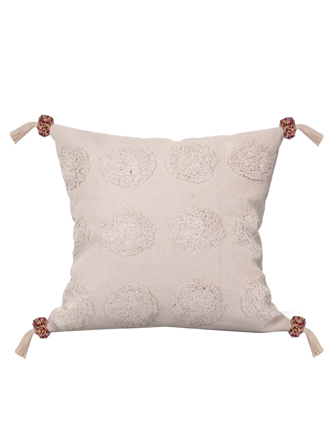 

ASTRID Off-White Self Design Single Cushion Cover With Filler