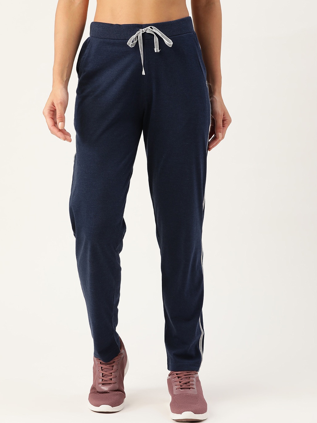 

FEMEA Women Navy Blue Straight-Fit Cotton Track Pants