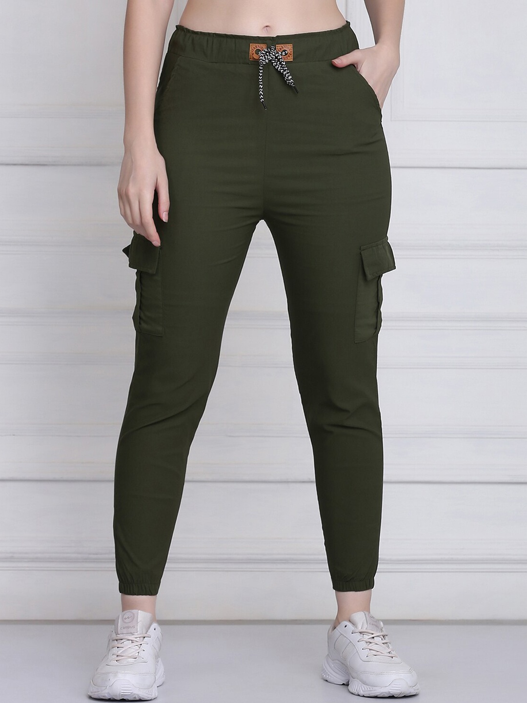 

BUY NEW TREND Women Green Comfort Slim Fit Joggers Trousers