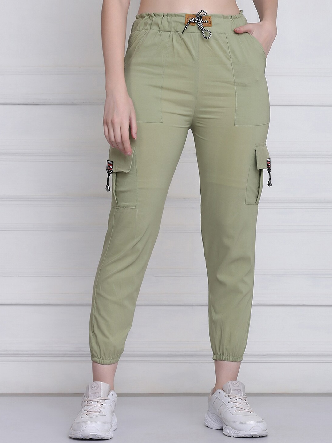 

BUY NEW TREND Women Green Comfort Slim Fit Joggers Trousers