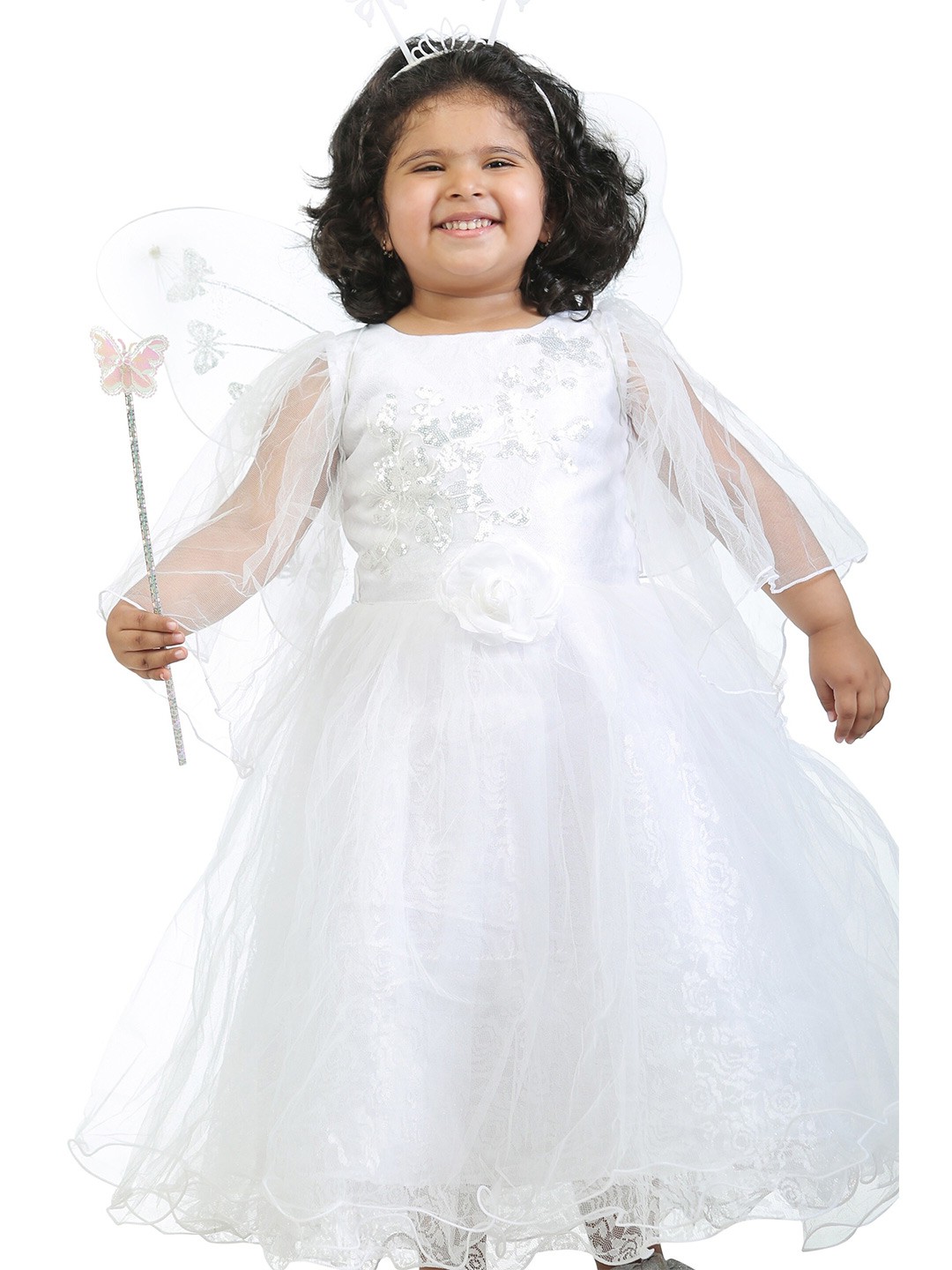 

ahhaaaa Girls White Embellished Dress