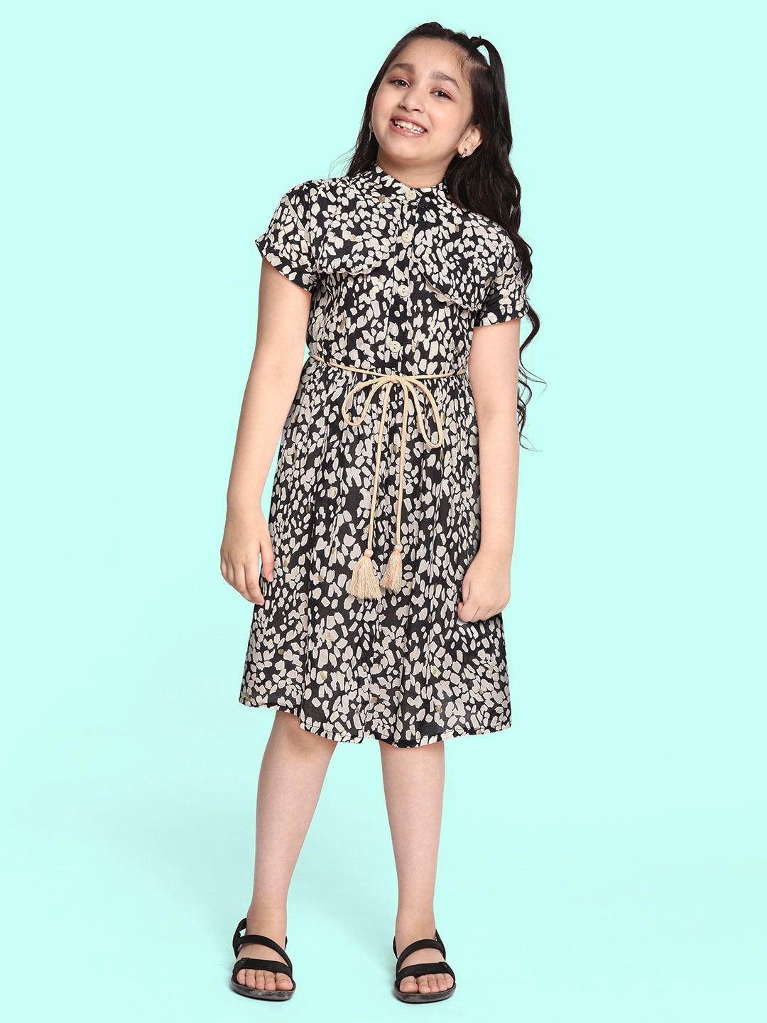 

Bella Moda Black & White Pure Cotton Printed A-Line Dress
