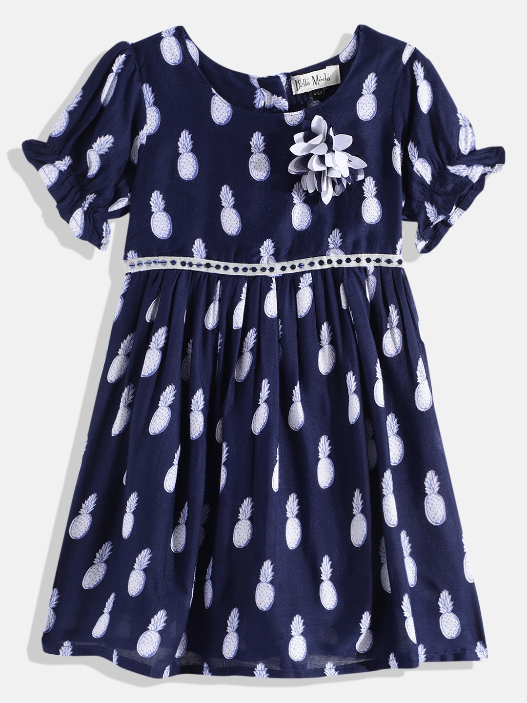 

Bella Moda Blue & White Floral A-Line Dress