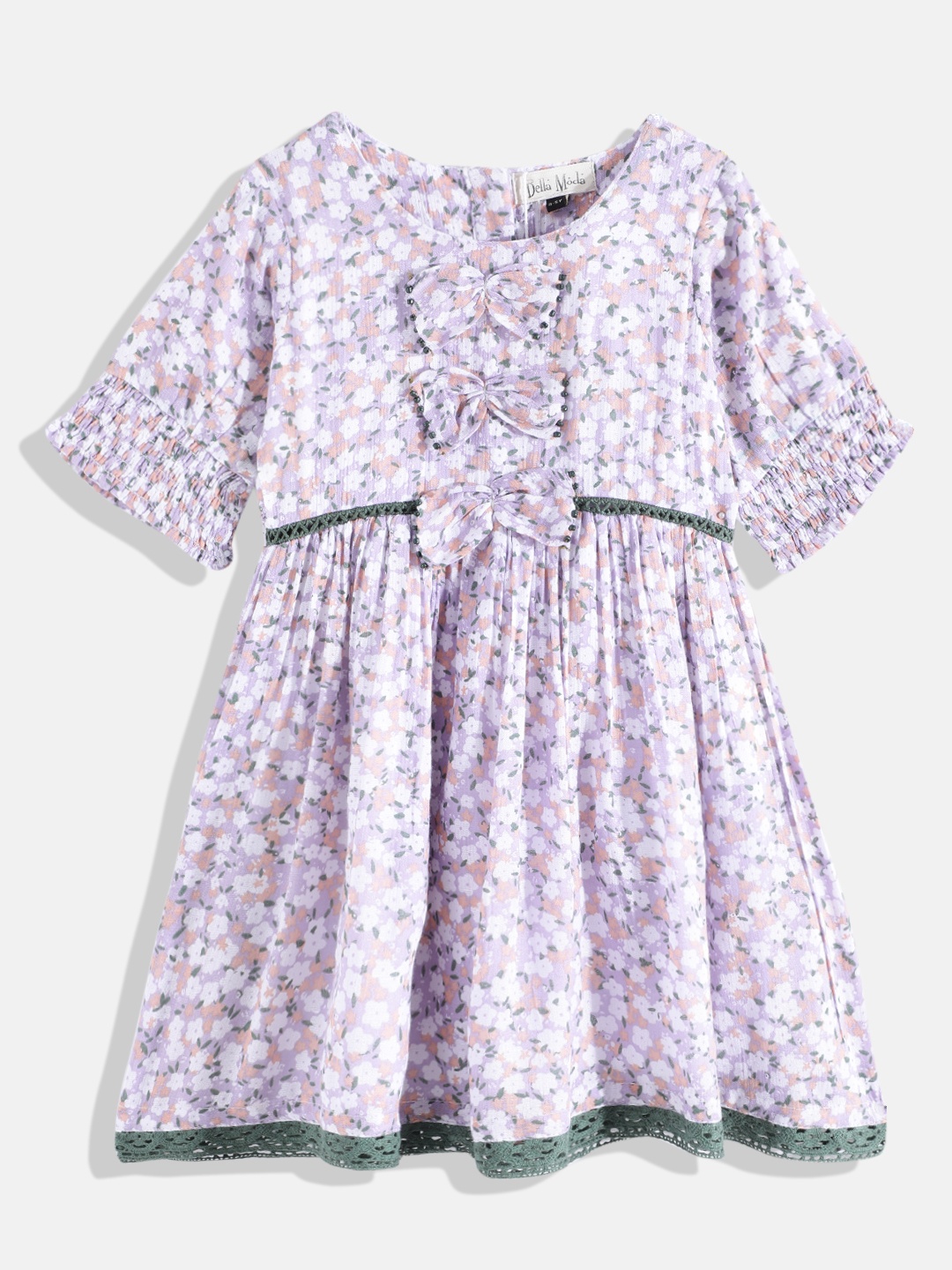 

Bella Moda Girls Lavender & White Floral A-Line Dress