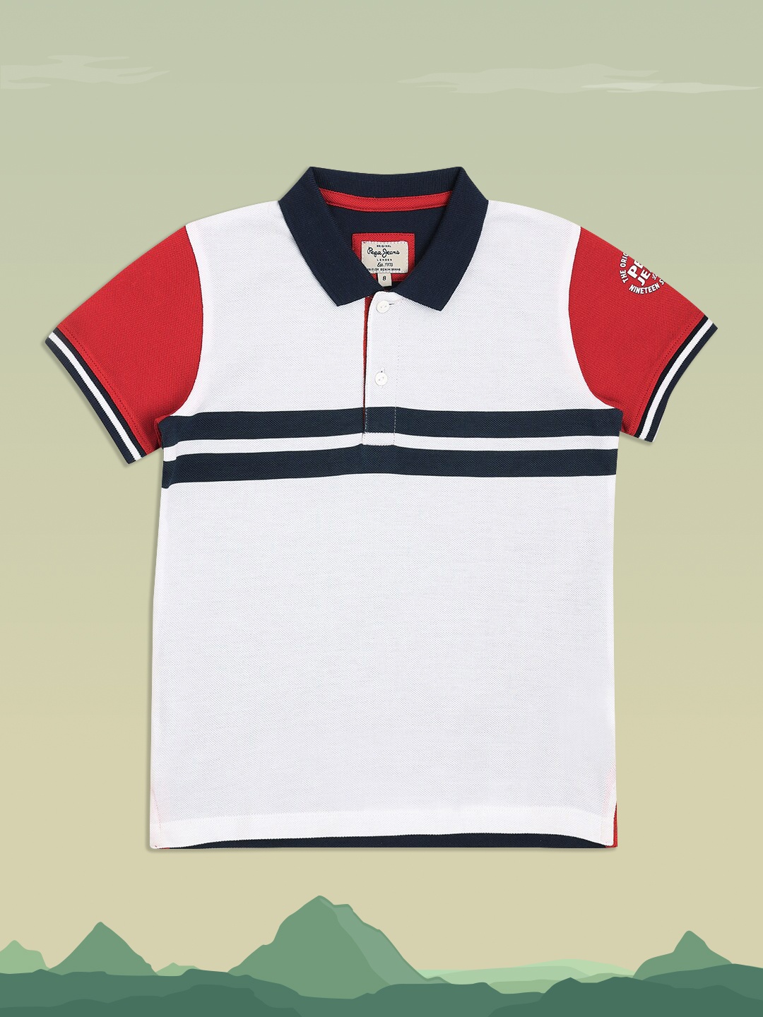 

Pepe Jeans Boys White Colourblocked Polo Collar T-shirt