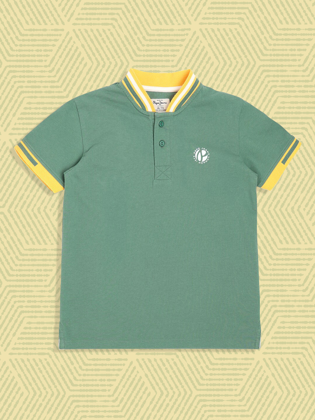 

Pepe Jeans Boys Olive Green Polo Collar Cotton T-shirt