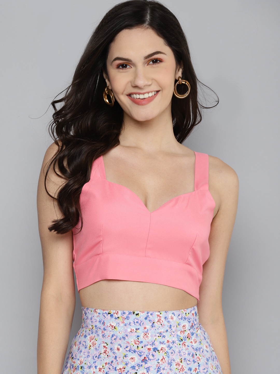 

SASSAFRAS Pink Bralette Crop Top