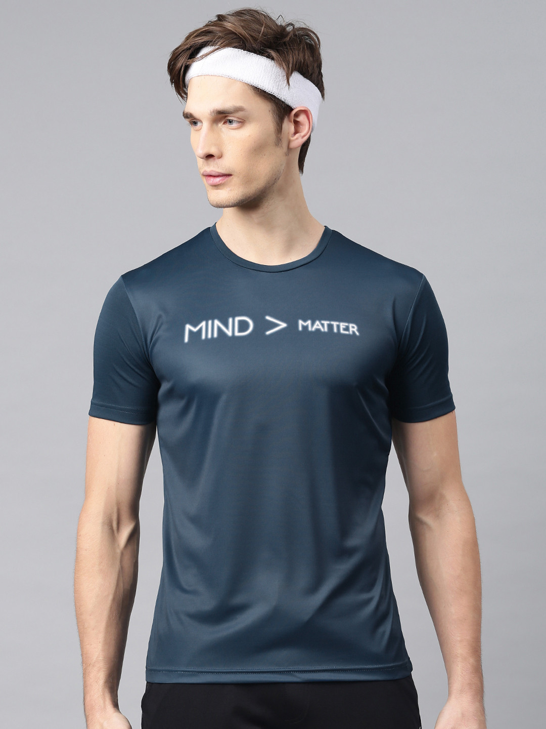 

HRX by Hrithik Roshan Men Teal Blue Printed Round Neck T-shirt