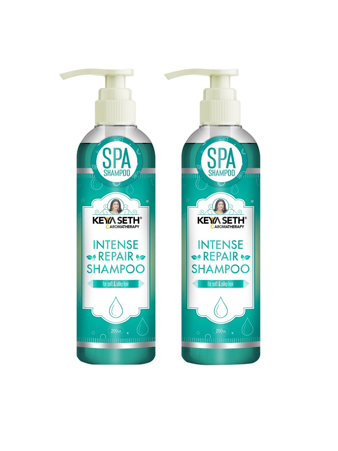 

KEYA SETH Set of 2 Intense Repair Shampoos with Vitamin B5 & Geranium Oil - 200ml each, Green