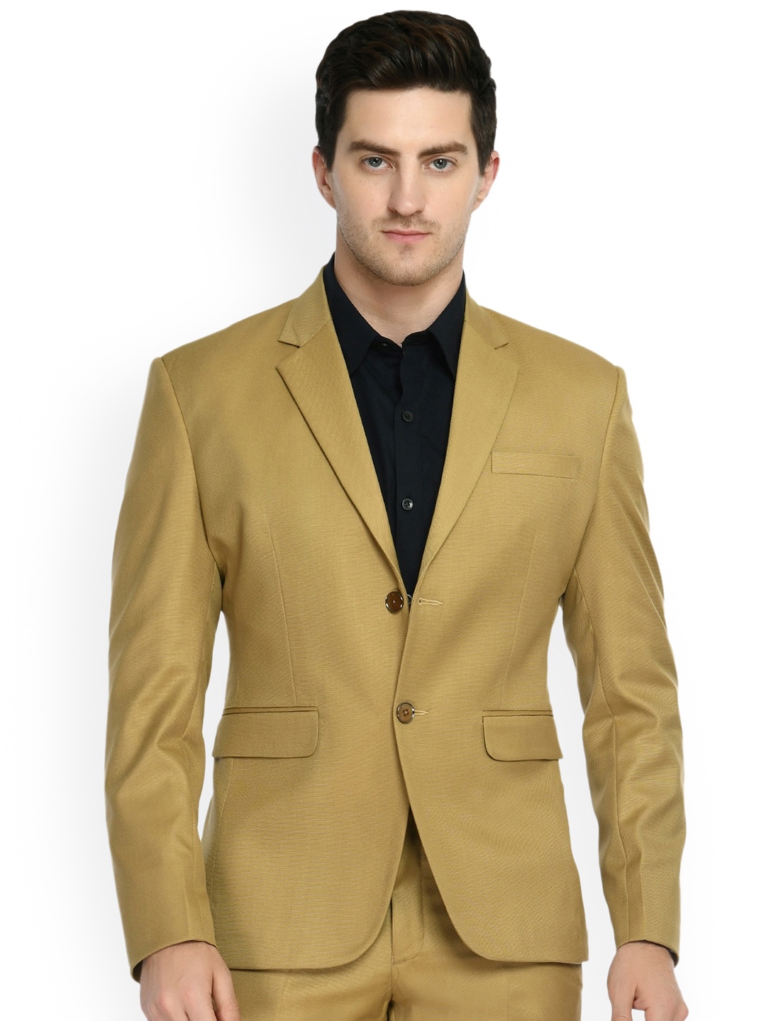 

TrulyFeb Men Mustard Solid Slim Fit Blazers