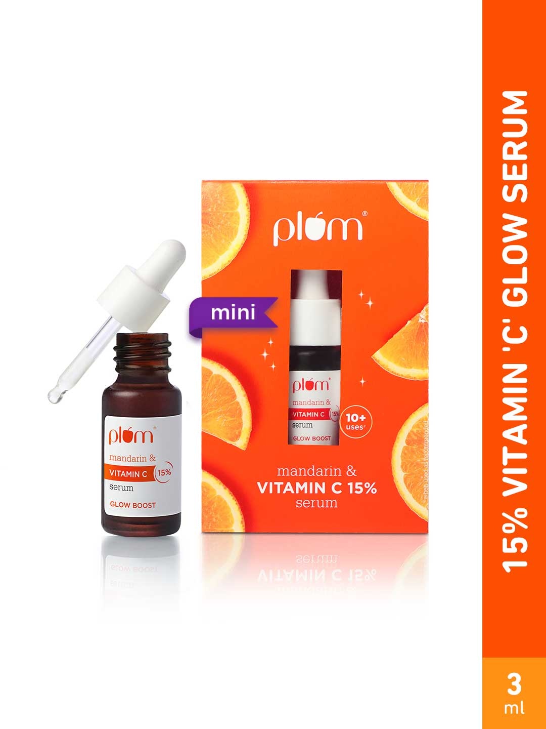 

Plum Mandarin & 15% Vitamin C Glow Boost Mini Serum for Glowing Skin - 3ml, White